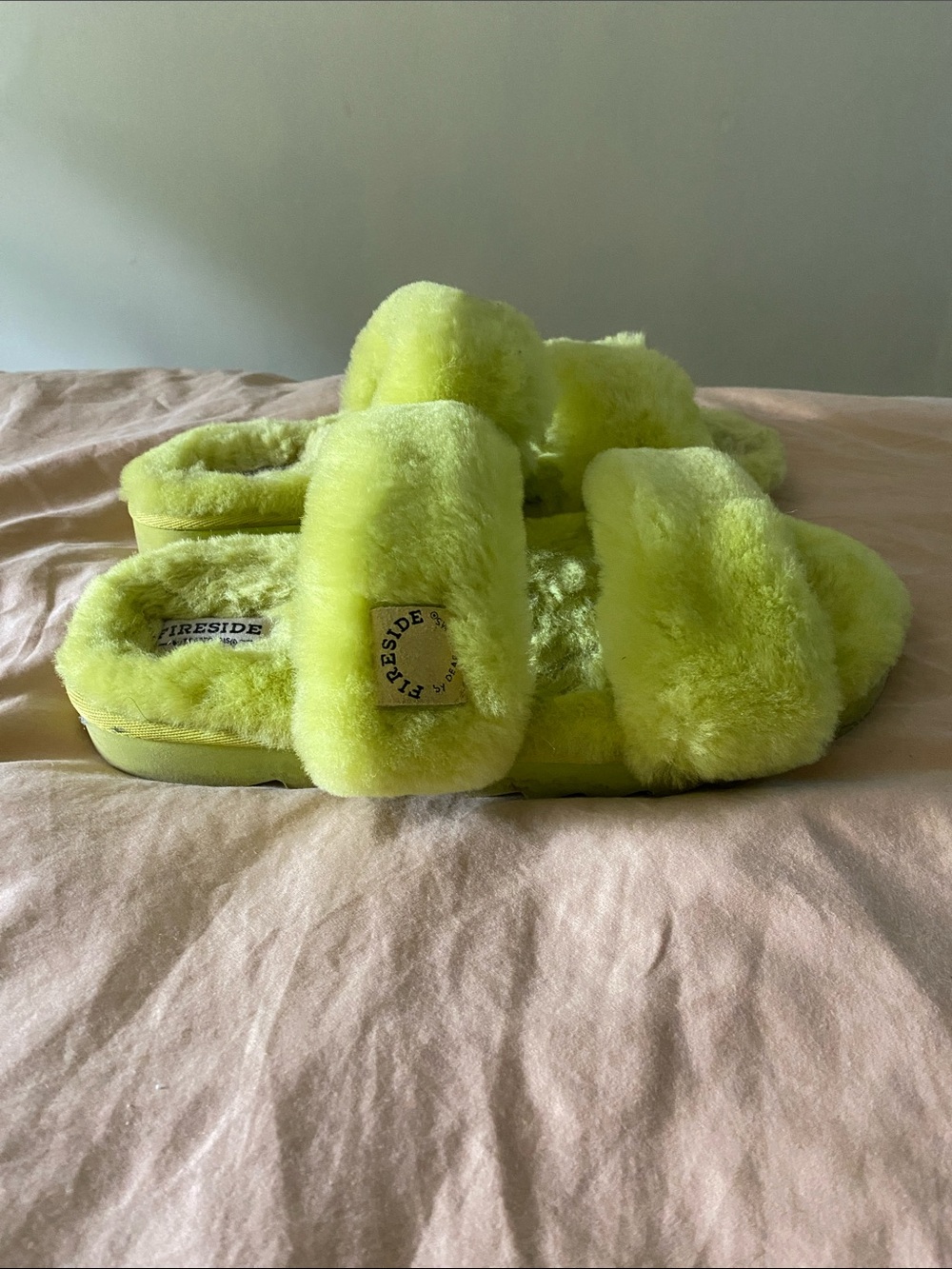 Fireside Genuine Sheepskin Cozy Suede Logo Slides